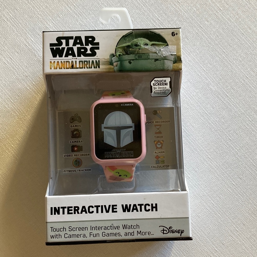 Star Wars The Mandalorian Interactive Watch Touch Screen Pink Peach Band